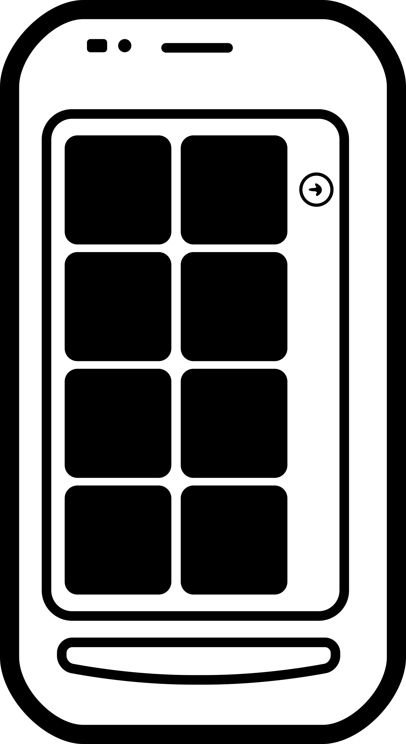 Mobile Phone With Black Squares On The Screen Svg Line Art Free Vectors